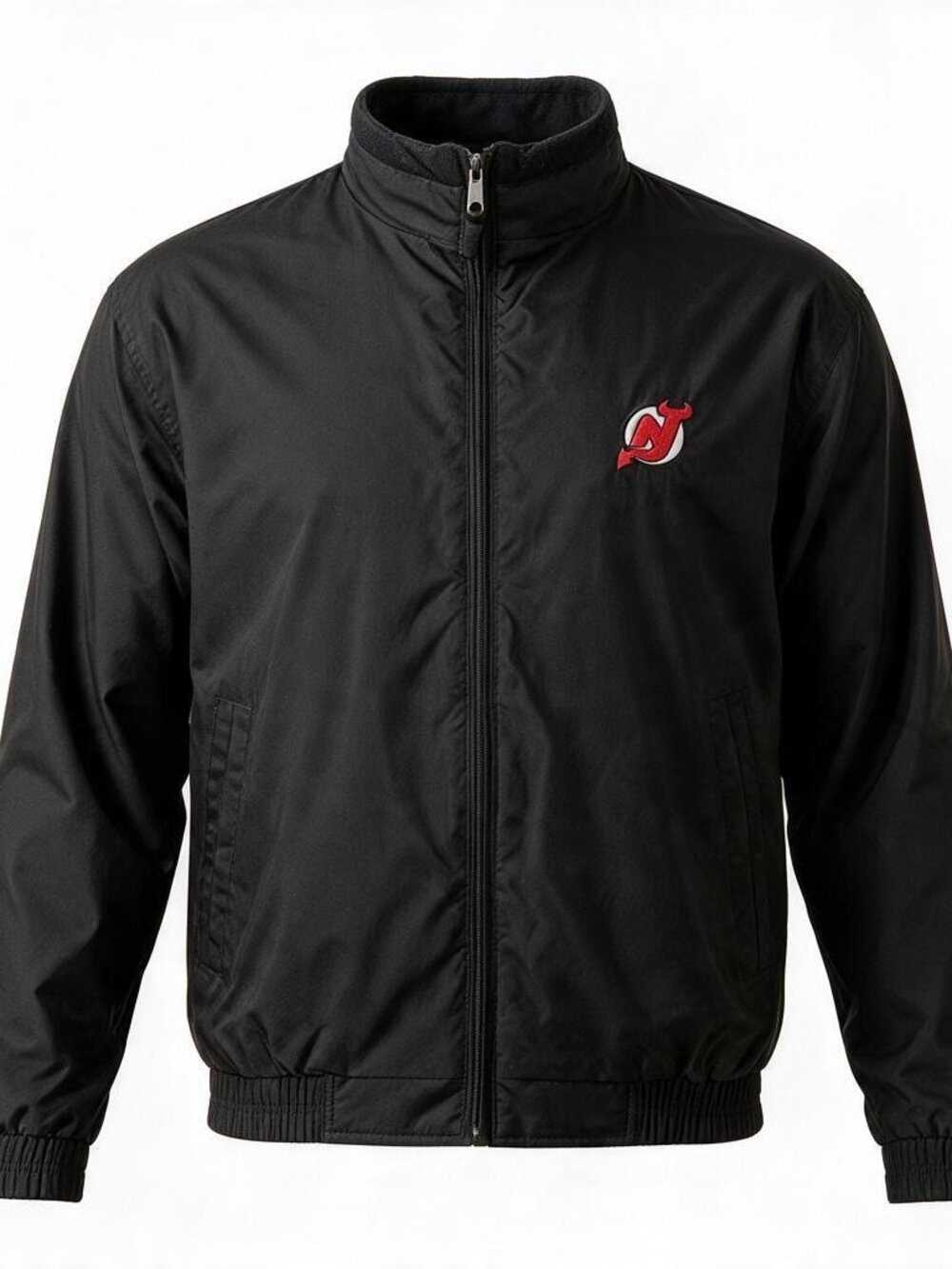 Antigua New Jersey Devils Jacket Mens L Black Full Zip NHL Fleece Lined